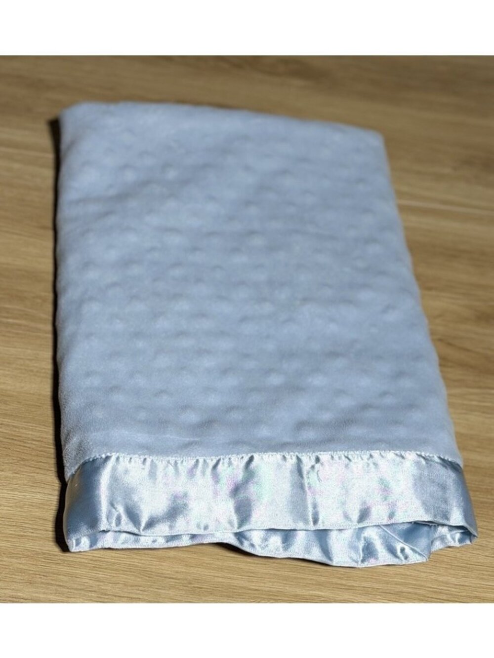 Bearington Baby Collection Blue Security Blanket Minky Dot Satin Trim Nursery